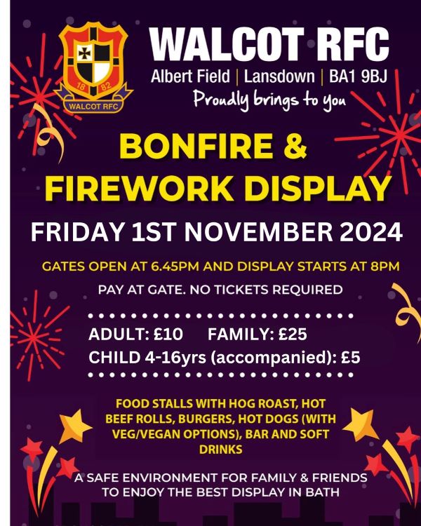 Bonfire & Firework Display at Walcot RFC